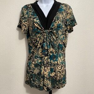 Women's Y2K Patterned Babydoll Top L Fairy Grunge Indie Goblincore